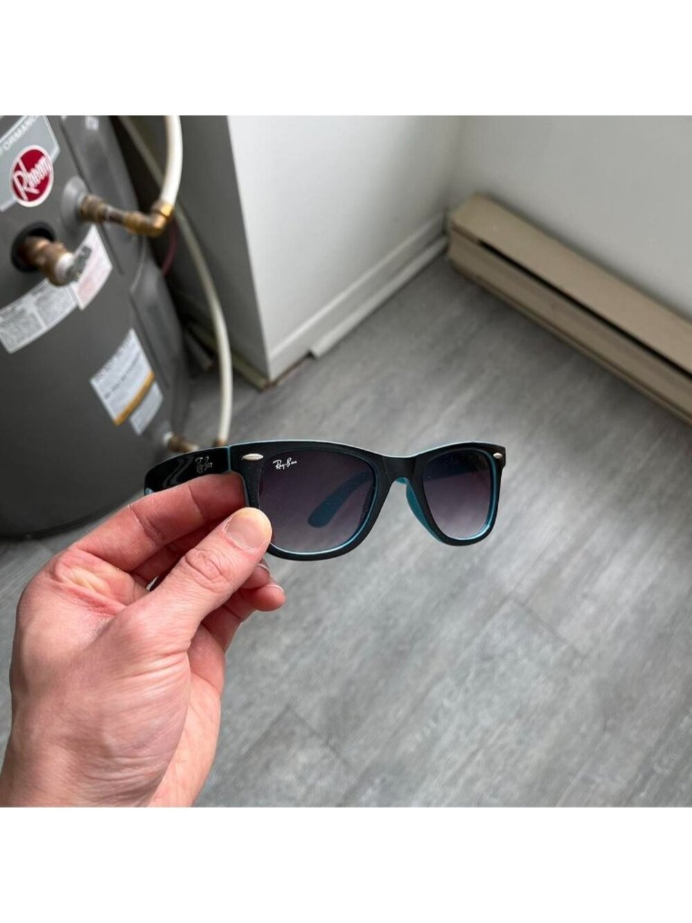 Black / Blue Ray-Ban Wayfarer Sunglasses (Made In Italy) (9.5/10 Condition)